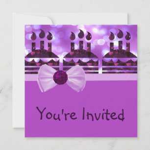 Invitación Piedra de pastel de cumpleaños Girlie Bokeh