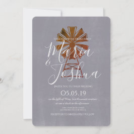 Invitación Piedra de viento de Boda rústico de granja