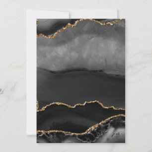 Invitación Piedra Negra con Brillo Dorado Ágata Falsa Gris Ma