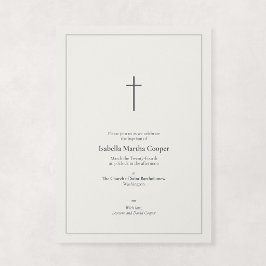 Invitación Piedra Neutral Cruz Religiosa Mínima Bautizo