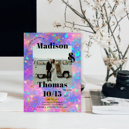 Invitación Piedra Ópala de Oro 1 Foto Boda Minimalista audaz