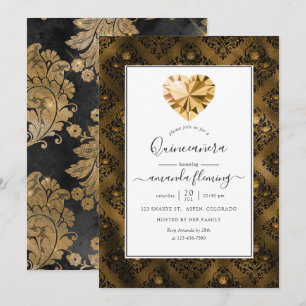 Invitación Piedra preciosa ámbar Quinceañera