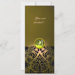 Invitación Piedra preciosa DAMASK GEM monograma amarillo