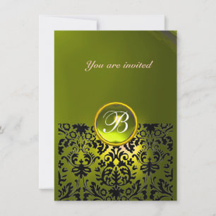 Invitación Piedra preciosa DAMASK MONOGRAMA topacio amarillo