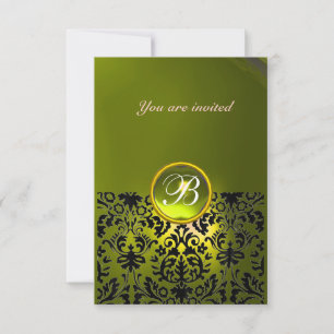 Invitación Piedra preciosa DAMASK MONOGRAMA topacio amarillo