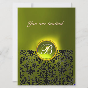 Invitación Piedra preciosa DAMASK MONOGRAMA topacio amarillo