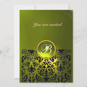 Invitación Piedra preciosa DAMASK MONOGRAMA topacio amarillo