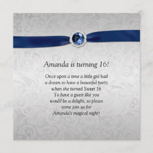 Invitación Piedra preciosa de plata de Blue Ribbon del
