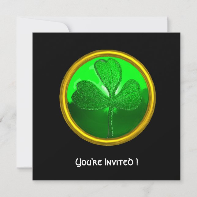 Invitación Piedra preciosa trébol verde, fiesta del día de Sa (Anverso)