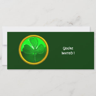 INVITACIÓN PIEDRA PRECIOSA TRÉBOL VERDE, FIESTA DEL DÍA DE SA