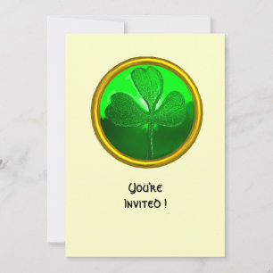 Invitación Piedra preciosa trébol verde, fiesta del día de Sa