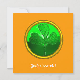 Invitación Piedra preciosa trébol verde, fiesta del día de Sa