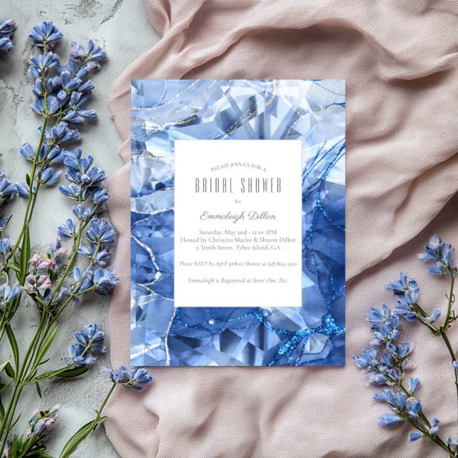Invitación Piedra preciosa zafiro azul Corte Regalo de boda (Subido por el creador)