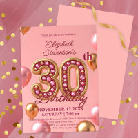 Piedras de gema rosadas y doradas 30 cumpleaños