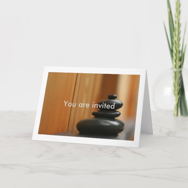 Invitación Piedras de meditación de Cairn y madera (Anverso)
