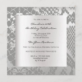 Invitación Piel animal de Snake Python Black Silver Cumpleaño