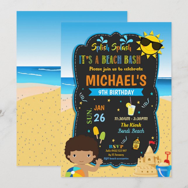 Invitación Piel de la oscuridad del verano del muchacho de la (Anverso / Reverso)