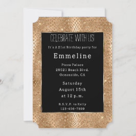 Invitación Piel de serpiente Purpurina Glam Gold