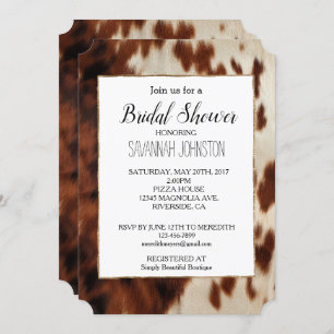 Invitación Piel de vaca blanco negro marrón