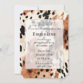 Invitación Piel de vaca de animales de crema marrón occidenta