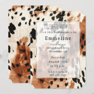 Invitación Piel de vaca de animales de crema marrón occidenta