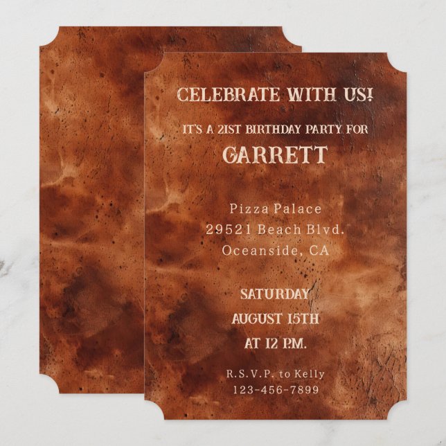 Invitación Piel de vaca de Cowboy Black de Brown Occidental (Anverso / Reverso)