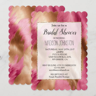 Invitación Piel de vaca de Cowgirl de Western Pink Glam Gold
