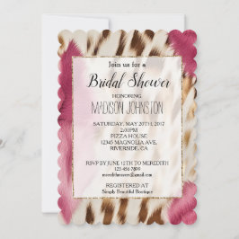 Invitación Piel de vaca de Cowgirl de Western Pink Glam Gold