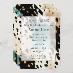 Invitación Piel de vaca de Cowgirl occidental del crema negro