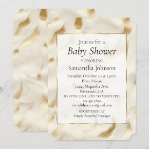 Invitación Piel de vaca de crema blanca de oro occidental