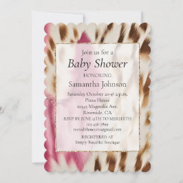 Invitación Piel de vaca de Crema de Oro Rosa de Novia Occiden