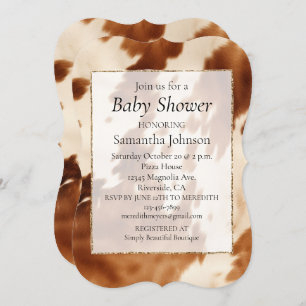 Invitación Piel de vaca de crema marrón occidental