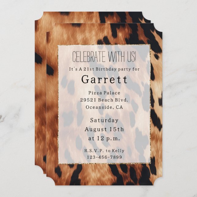 Invitación Piel de vaca de Crema Negra Marrón Occidental (Anverso / Reverso)