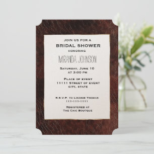Invitación Piel de vaca de cuero marrón del suroeste de Faux 