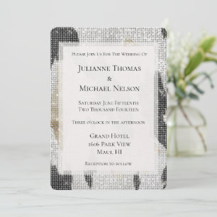 Invitación Piel de vaca de oro blanco negro  Cowgirl Sparkle 