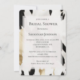Invitación Piel de vaca de oro blanco negro ducha de novia en