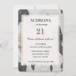 Invitación Piel de vaca de Oro Blanco Negro Novia Sparkle Cum