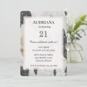 Invitación Piel de vaca de Oro Blanco Negro Novia Sparkle Cum
