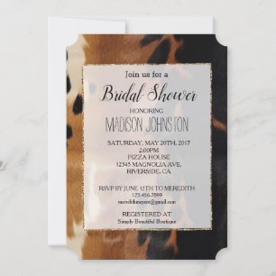 Invitación Piel de vaca de oro negro marrón suroeste