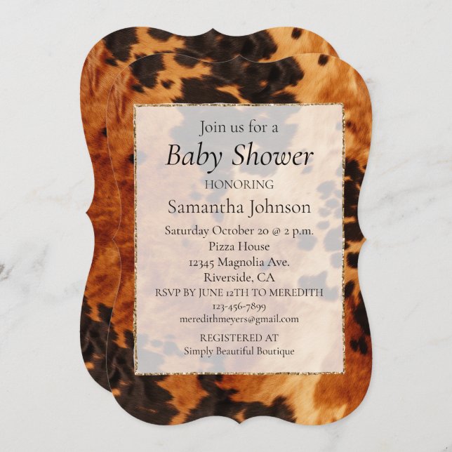 Invitación Piel de vaca de Western Brown (Anverso / Reverso)