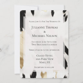 Invitación Piel de vaca del Glam del Oro Blanco Negro Boda de