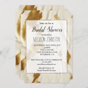 Invitación Piel de vaca del Suroeste de la Vaquera Blanca Dor