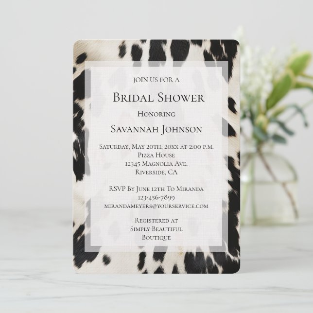 Invitación Piel de vaca del suroeste de oro blanco negro duch (Anverso de pie)