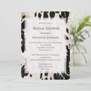 Invitación Piel de vaca del suroeste de oro blanco negro duch