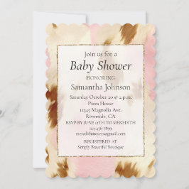 Invitación Piel de vaca marrón crema rosa de vaca