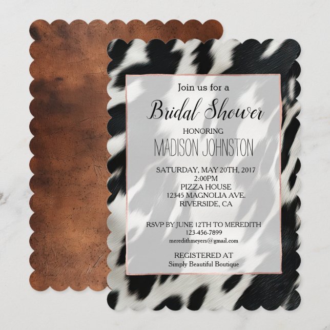 Invitación Piel de vaca occidental (Anverso / Reverso)