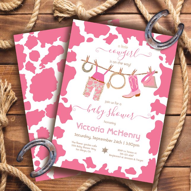 Invitación Piel de vaca occidental de vaca Clothesline Baby S (Subido por el creador)