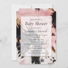 Invitación Piel de vaca Oro Blanco Negro Rosa De Vaquera Occi