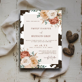 Invitación Piel de vaca País Vaquero Occidental Boho Boda Flo