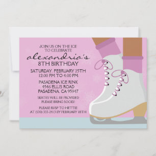 Invitación Piel Oscura Lilac Lanza Fiesta de Patinaje Hielo